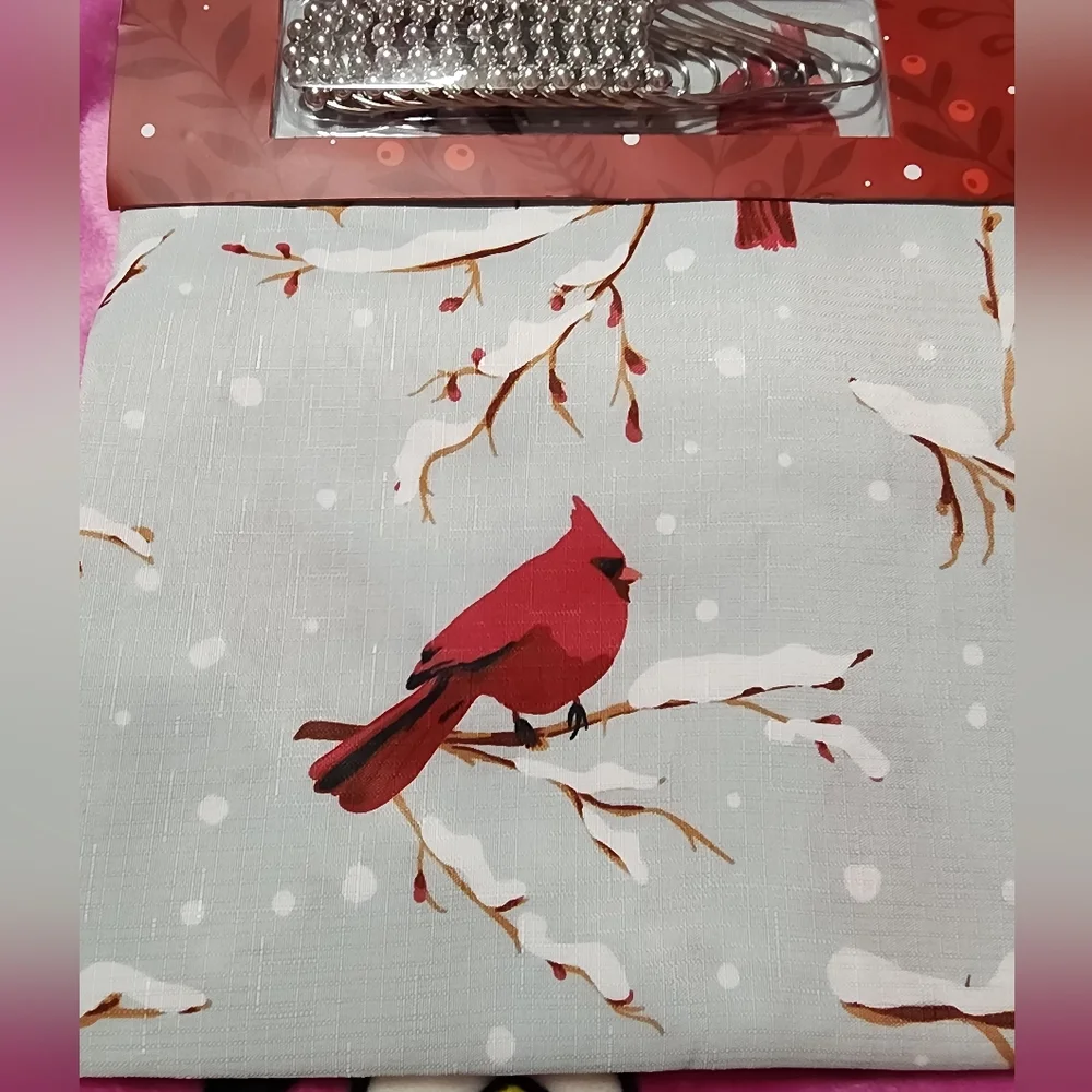 NWT Beautiful CARDNIAL BIRD WITH SNOW / SHOWER HOOKS